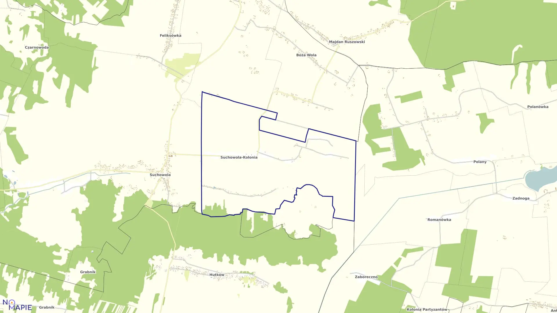 Mapa obrębu Kolonia Suchowola w gminie Adamów