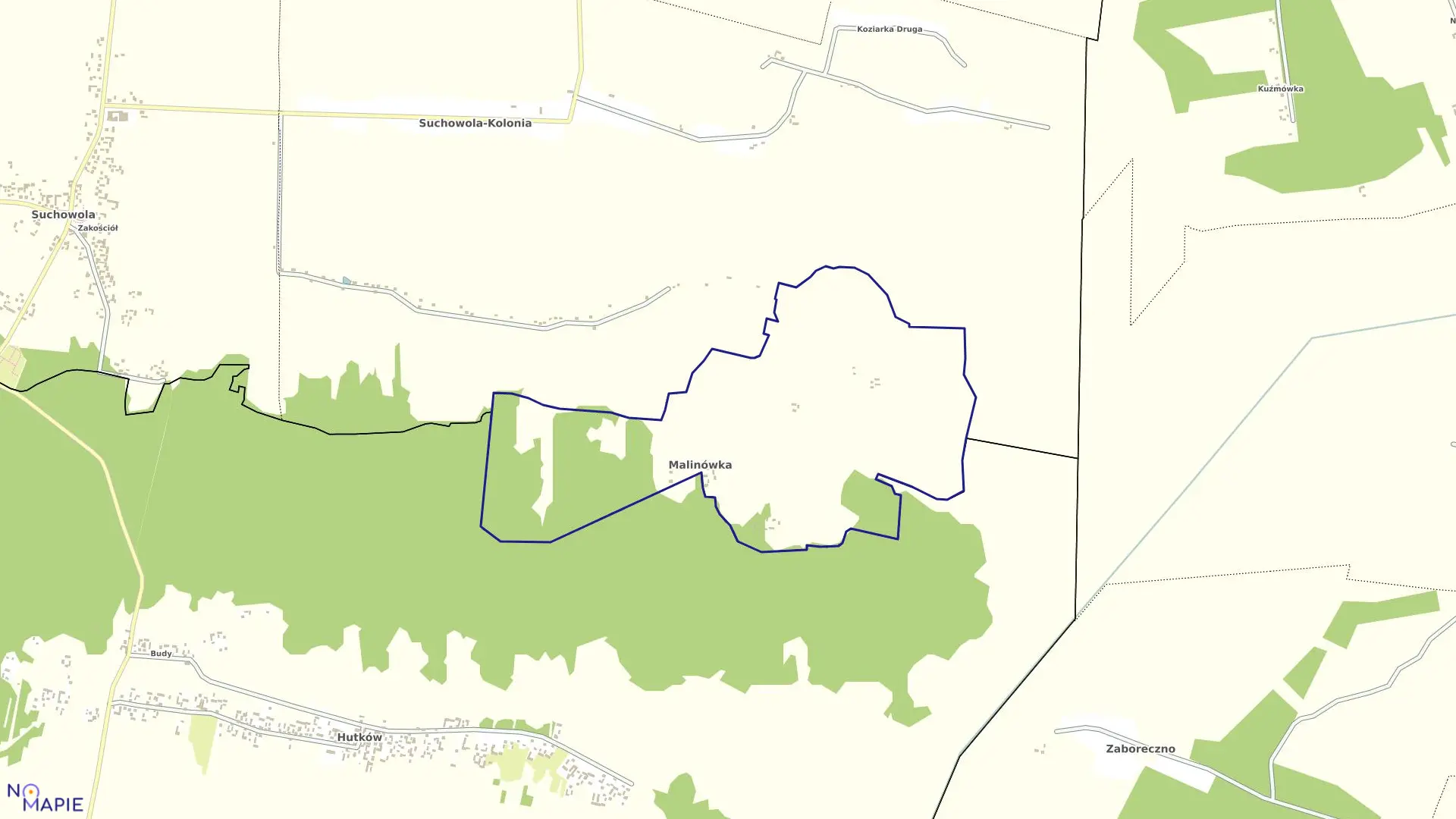 Mapa obrębu Malinówka w gminie Adamów